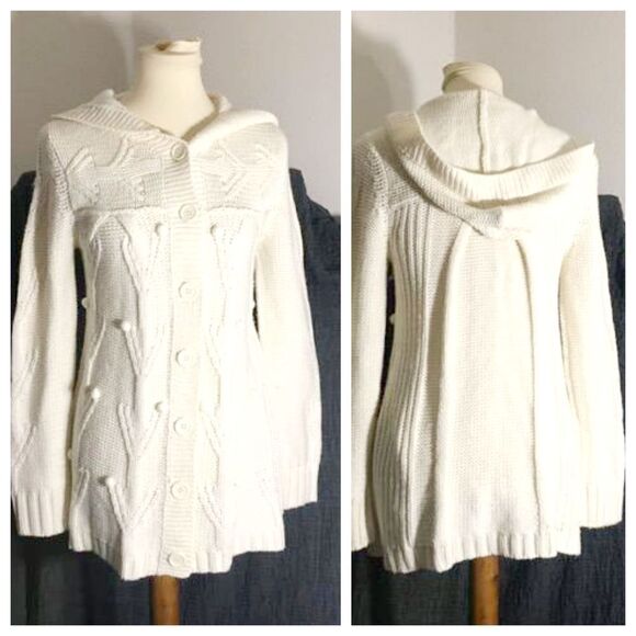 Glimmer by J.J. Basics Knit Hooded Sweater Size Small - Picture 1 of 10